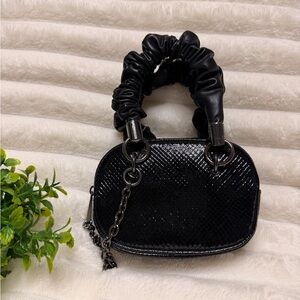 Aldo Black Textured Mini Bag with Ruched Handle